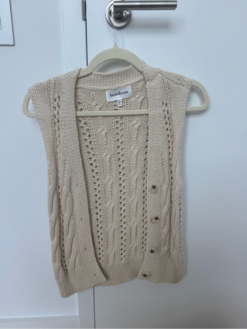 Heartloom Cream Cable Knit Button Vest